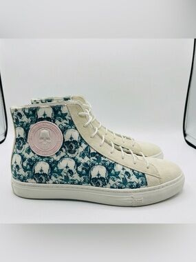 Silver Dagger Men’s 10 Skull Print Leather Sneaker Boots High Top